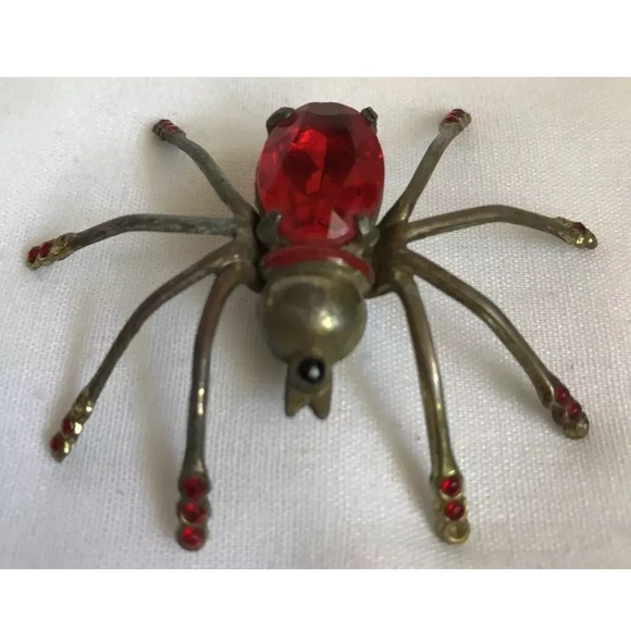 Jewelry - Vintage Spider Pin Brooch Red Stone